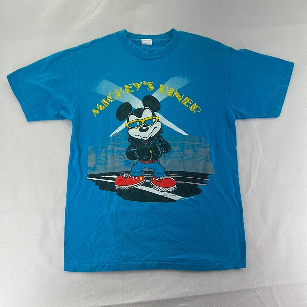 Vintage American Marketing Works Short Sleeve T Shirt Blue Mickeys Diner Size L
